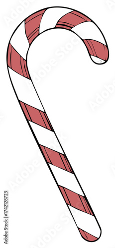 Striped Candy Cane Illustration Christmas Decoration Graphic Design Festive