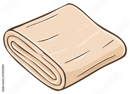 Folded raw pastry dough illustration ready for baking culinary food ingredient