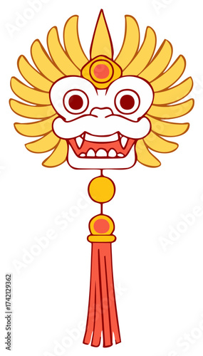 Traditional Chinese Dragon Head Ornament with Tassel for Lunar New Year