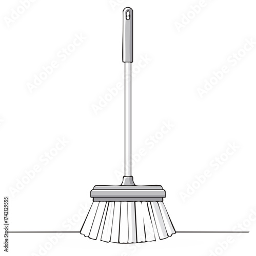 Illustration of a cleaning broom in monochrome