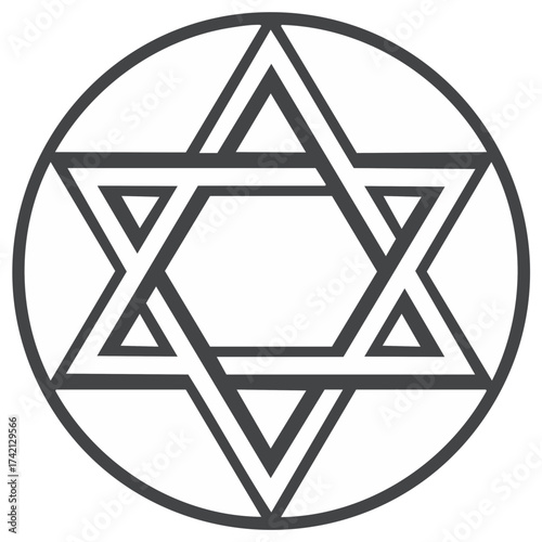 Geometric Star of David Inside a Circle Vector Illustration