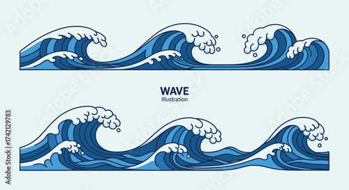 Illustration of ocean wave graphics.