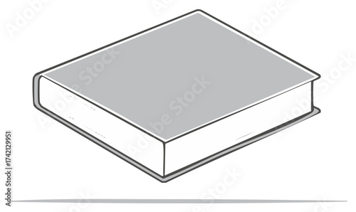 Minimalist vector icon of a closed hardcover book with a blank gray cover for education or literature concepts