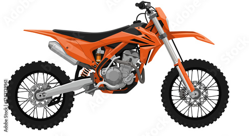 Orange and Black Motocross Bike with Knobby Tires.