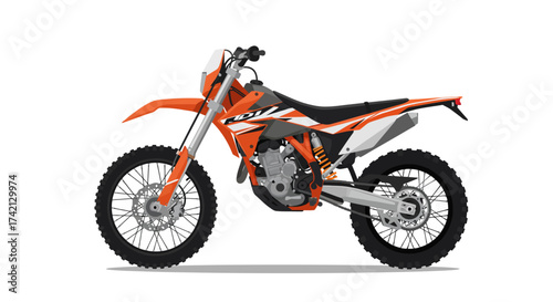 Orange and Gray Dirt Bike Vector Illustration.