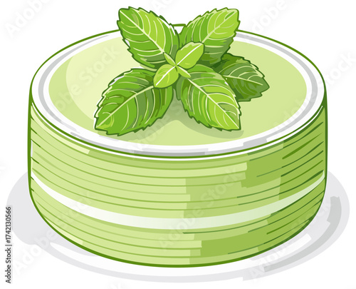 Refreshing green mint drink garnished with fresh mint leaves in a decorative glass