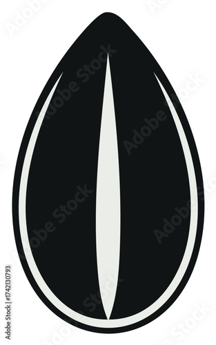 Stylized Seed with Black Shell and White Stripe