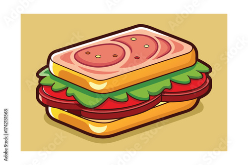 Cartoon Corned Beef Sandwich Illustration
