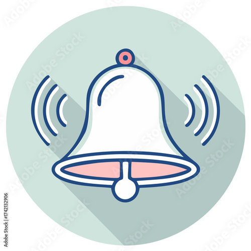 Vibrating Bell Icon within Mint Circle, Notification Alerts, Ringing Sound Waves, and Notice Symbol
