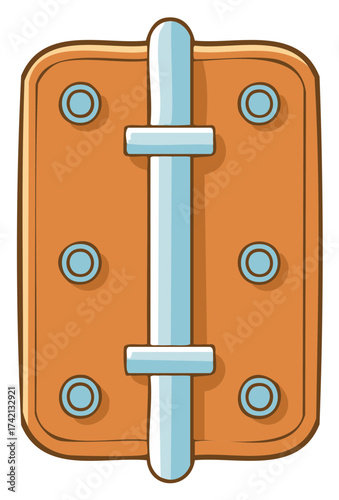 Cartoon Door Hinge With Light Blue Pin and Rivets