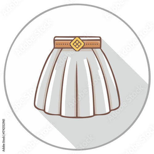 Elegant pleated skirt with a stylish belt illustration, a fashionable wardrobe staple