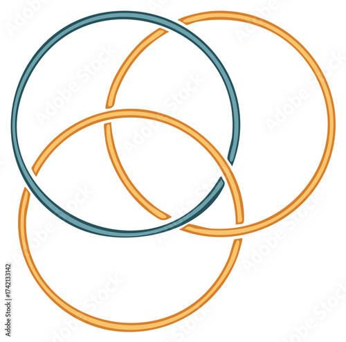 Geometric Ring Link Interlocked Illustration Circle Loop Connection Puzzle Symbol Knot Artwork
