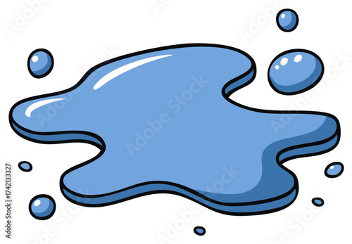 Cartoonish Blue Water Splash with Droplets Animated Style