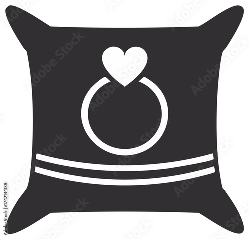 Wedding Ring and Heart Symbol on Pillow Icon
