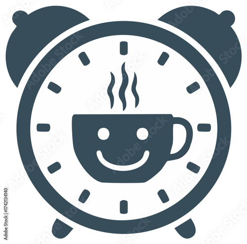 Joyful Coffee Time Alarm Clock with Happy Face Mug