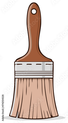 Brown paint brush illustration on a white backdrop for artwork, painting, decoration.