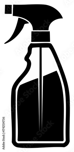 Black Spray Bottle Silhouette Design for Cleaning Solutions and Disinfectant