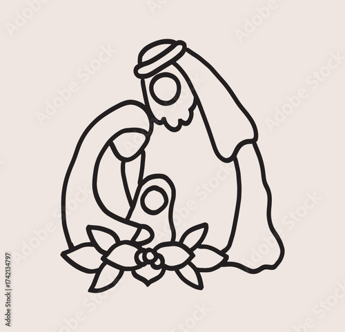 Nativity scene christmas hand drawing element