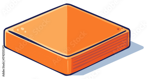 Isometric Square Box Container Illustration, Orange Color with Shadow, Storage Concept