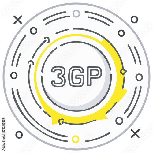 3GP video file format line icon vector graphic mobile technology symbol