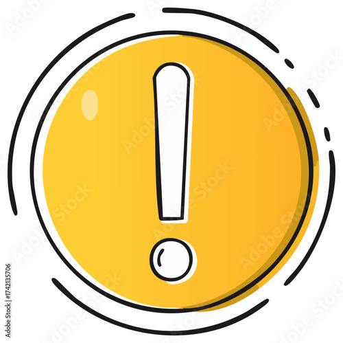 Yellow Alert Icon Doodle Style Illustration Represents Warning Sign Caution and Important Information