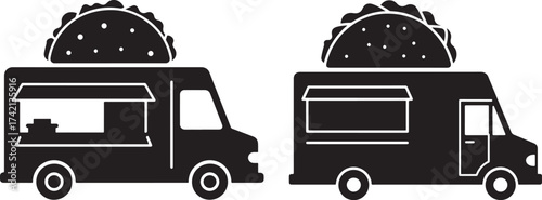 Two taco food trucks silhouette