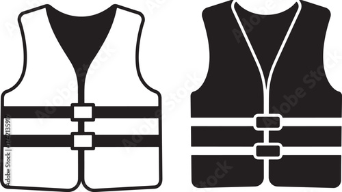 Two life vest silhouettes white and black