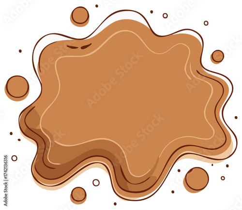 Abstract brown liquid splash with circles and dots vector illustration