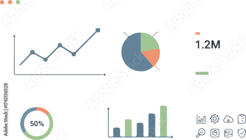 vector illustration of graphs and charts