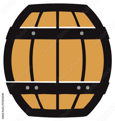 Rustic Wooden Barrel Illustration Depicting Storage, Aging and Traditional Crafting Technique