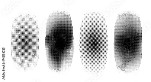Abstract Oval Halftone Dots Pattern with Gradient Density and Radial Dispersion Effect for Graphic Design and Digital Art Applications