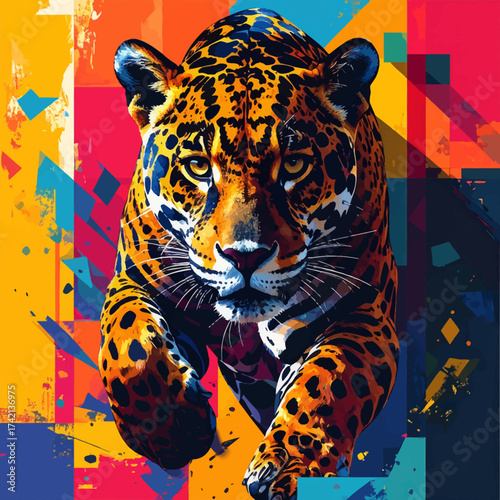 Colorful Jaguar Art A Striking Wildlife Portrait