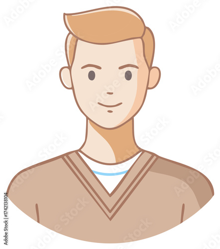 Casual friendly young man portrait with brown sweater and light hair