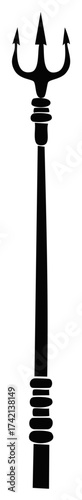 Black silhouette of a mythological trident, the powerful spear and weapon of ancient gods and demons