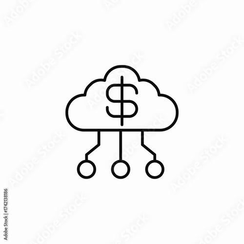 cloud financial network icon sign vector