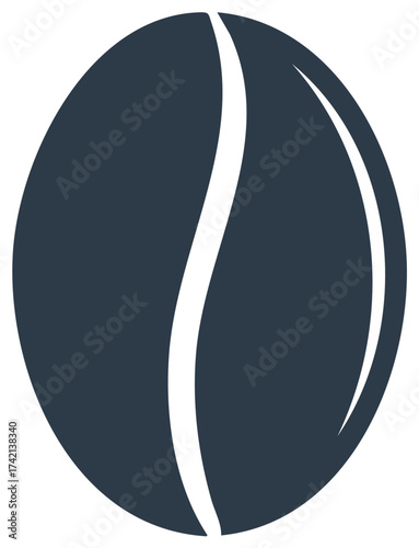 Dark coffee bean illustration with white central groove symbol