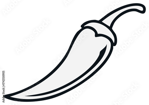 Spicy chili pepper illustration minimal black and white line art drawing