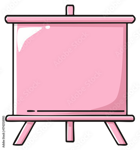 Pink Cartoon Easel with Blank Display Board for Presentations and Creative Projects