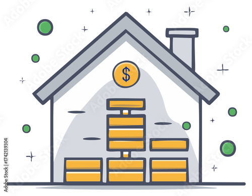 Illustrative of a House with Money, Financial Concepts and Real Estate