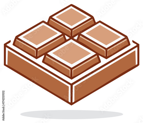 Stylized illustration of a chocolate bar divided into square pieces
