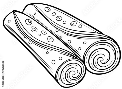 Rolled food in black and white, design, decorative elements