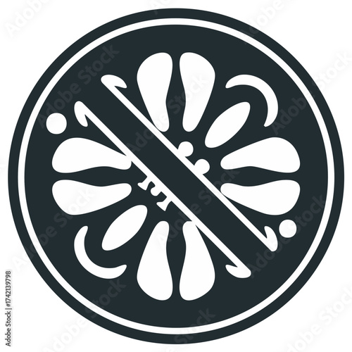 No Flower Icon Vector Graphic Black and White Prohibition Symbol Allergen Free Sign