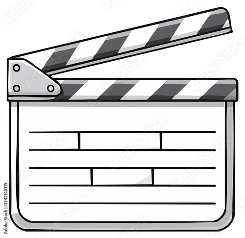 Illustration of a Simple Movie Clapperboard with Lines, for Film Making and Motion Picture
