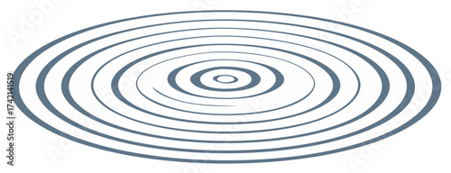 Concentric Circle Ripples Expanding Outwards with Minimalist Blue Lines