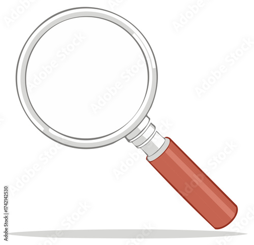 Simple cartoon magnifying glass icon for search investigation and analysis