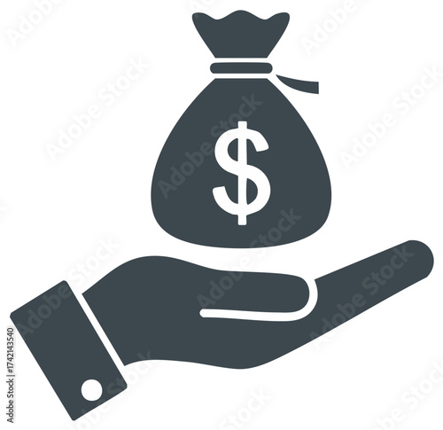 Hand Holding a Money Bag with Dollar Sign Symbolizing Investment, Wealth, and Financial Success