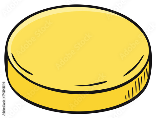 Simple yellow disc icon, hand-drawn style