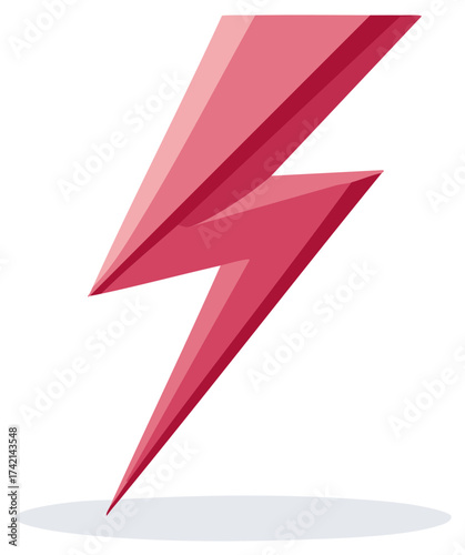 Bright Pink Lightning Bolt Illustration of a Single Flash or Thunderbolt for Decoration