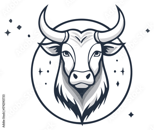 Taurus Zodiac Sign Vector Illustration, Astrological Symbol, Horoscope Bull Graphic