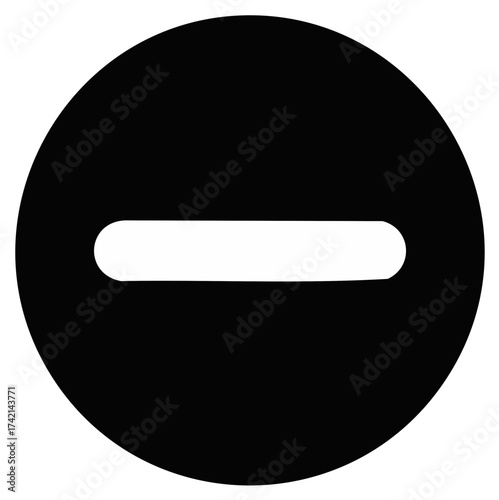 Subtract Symbol in Black Circle Negation Sign Rounded Corners White Line